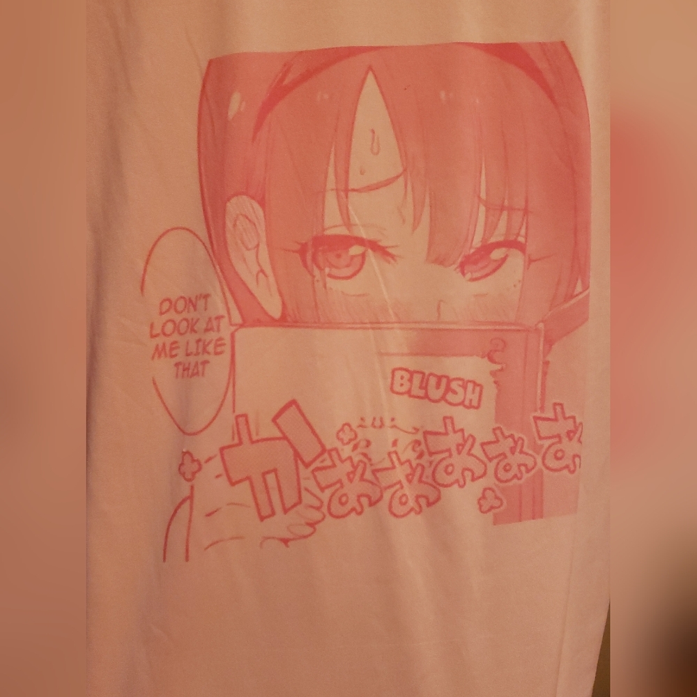 Pink anime graphic print t-shirt